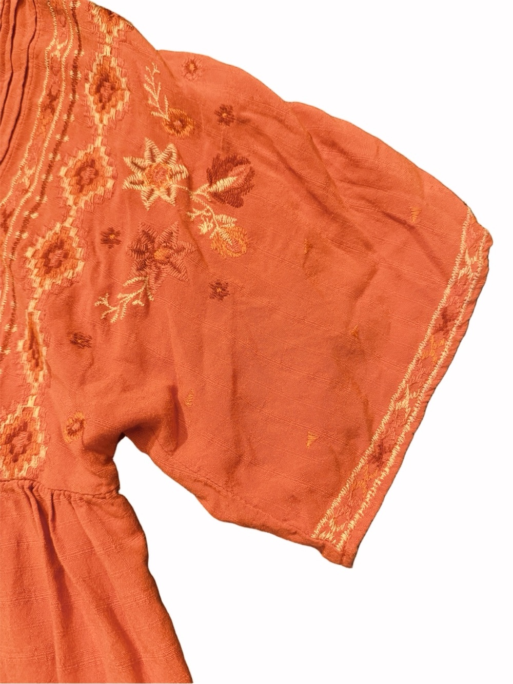 Knox Rose Orange Embroidered Peasant Tunic - Picture 4 of 9